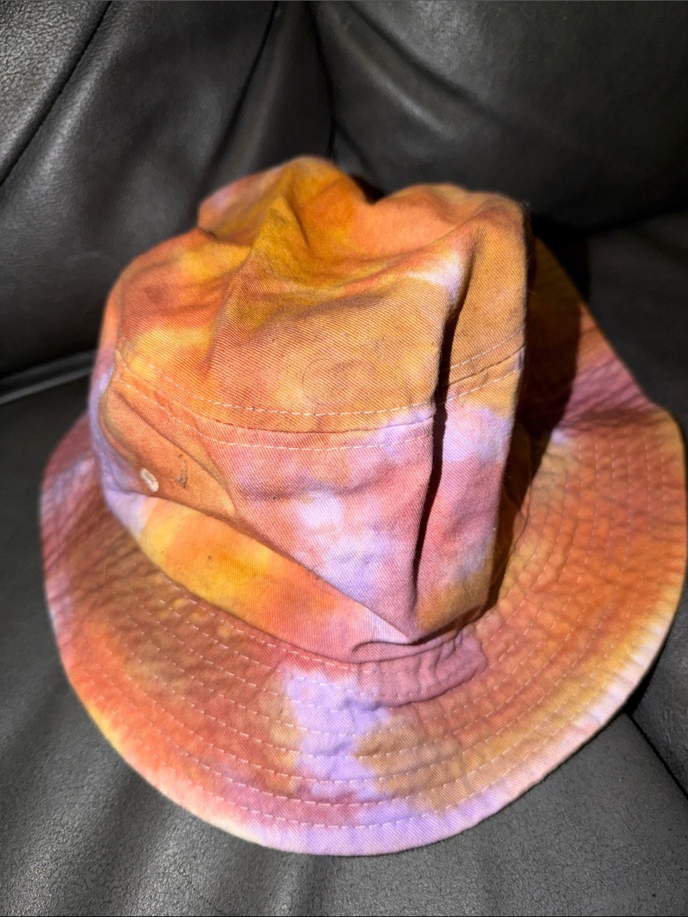 Tie-Dye Bucket Hat in Orange, Purple, Yellow